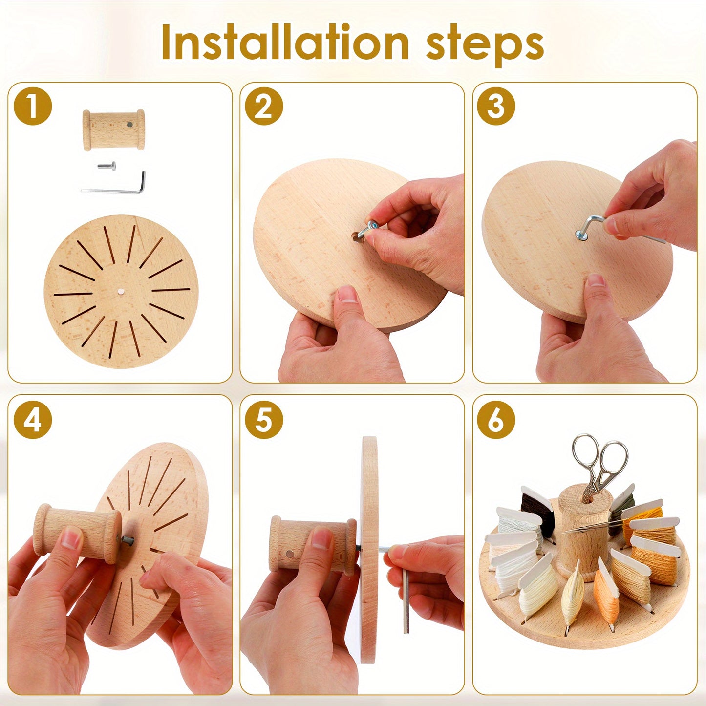 Magnetic Wood Floss Organizer 14-Slot Beech Wood Rack