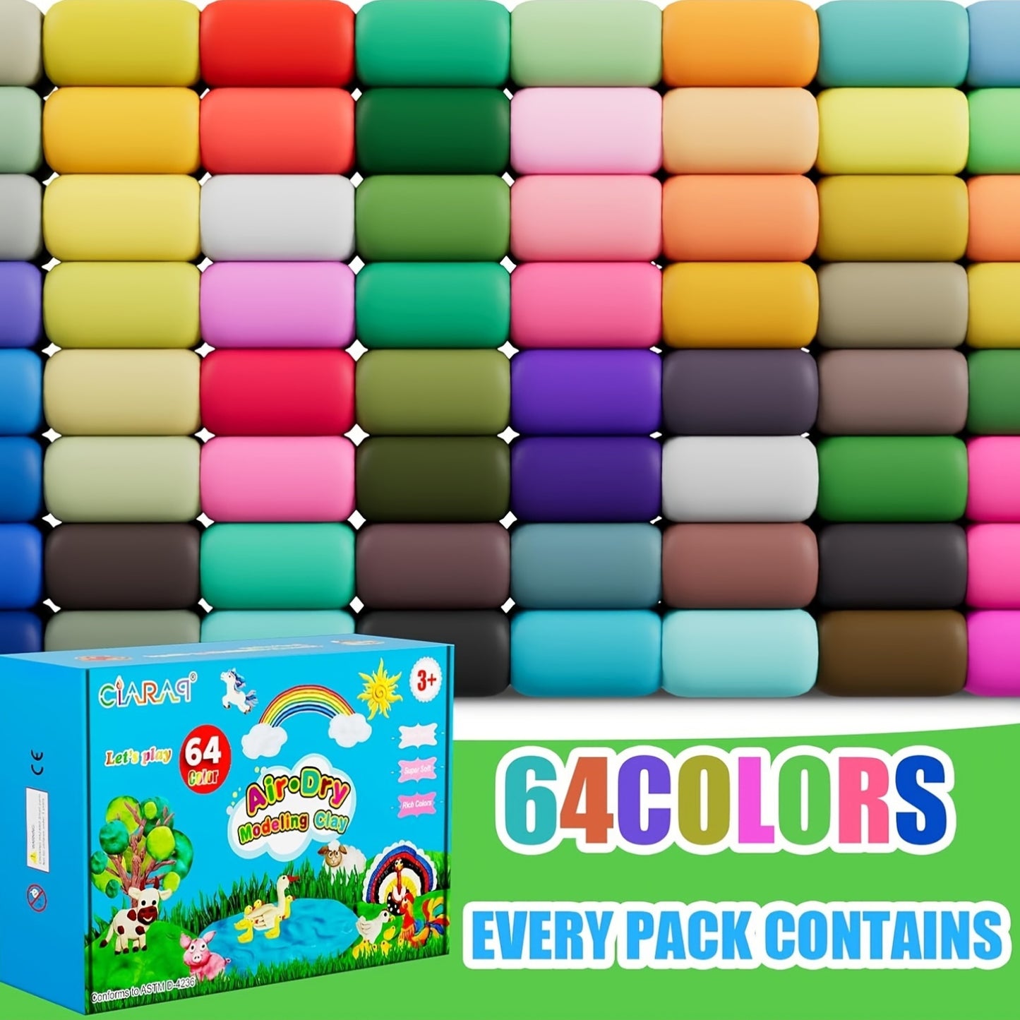 64 Colors Air Dry Clay Kit With Tools For DIY Projects