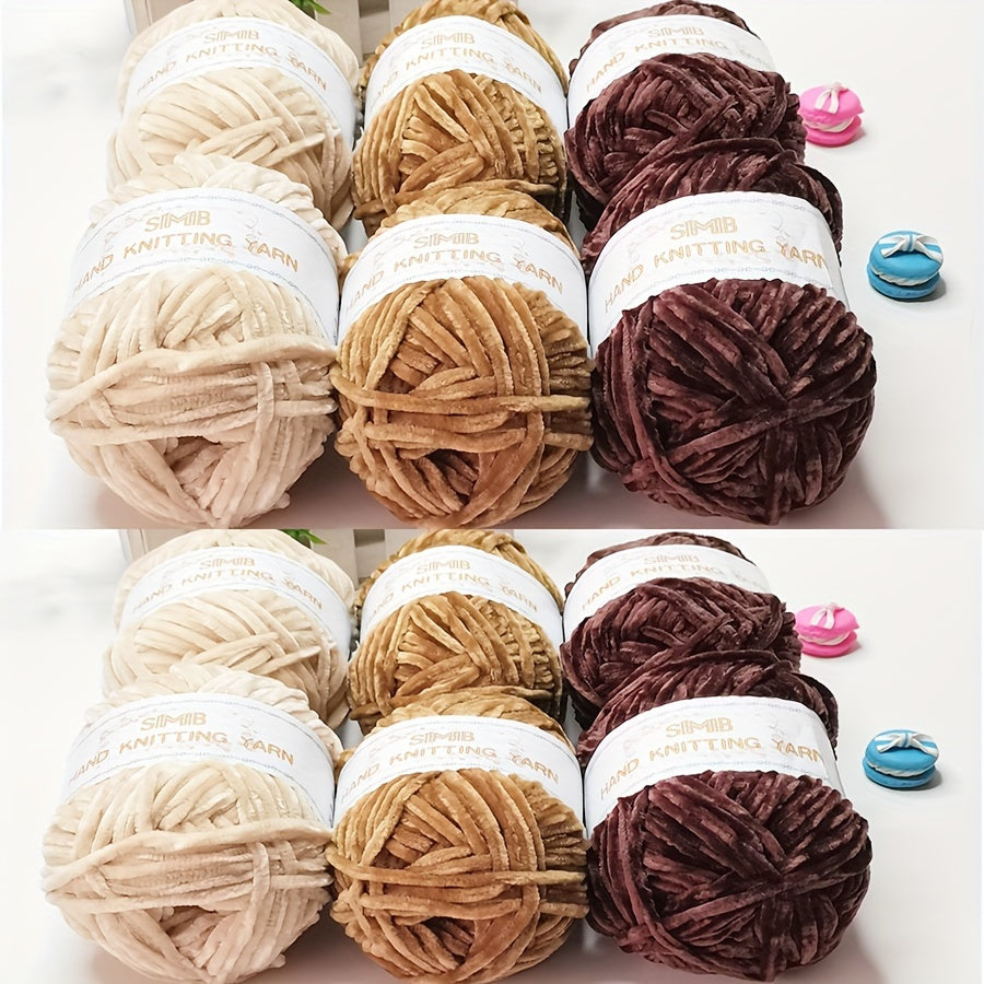 12 Balls Piece Soft Chenille Yarn Blanket Yarn 600g