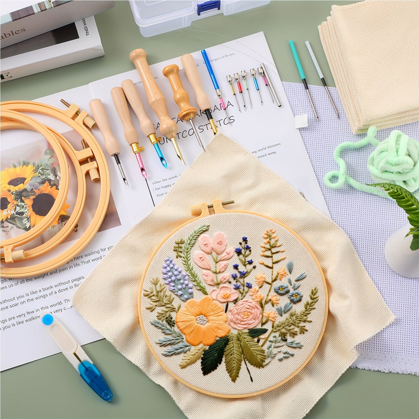 47pcs Punch Needle Kit for Mom Adjustable Embroidery Set