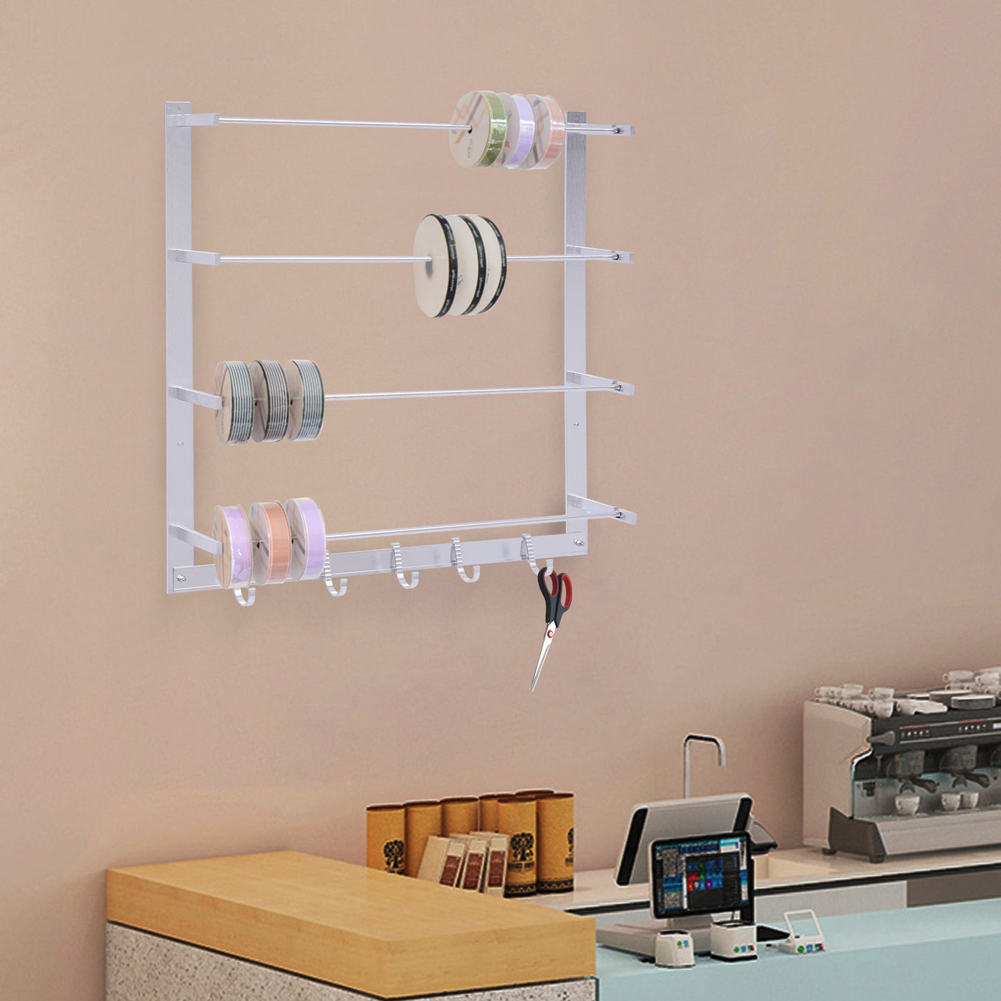 23.62*20.87inch Silvery Wall-Mounted Steel Thread Holder Organizer
