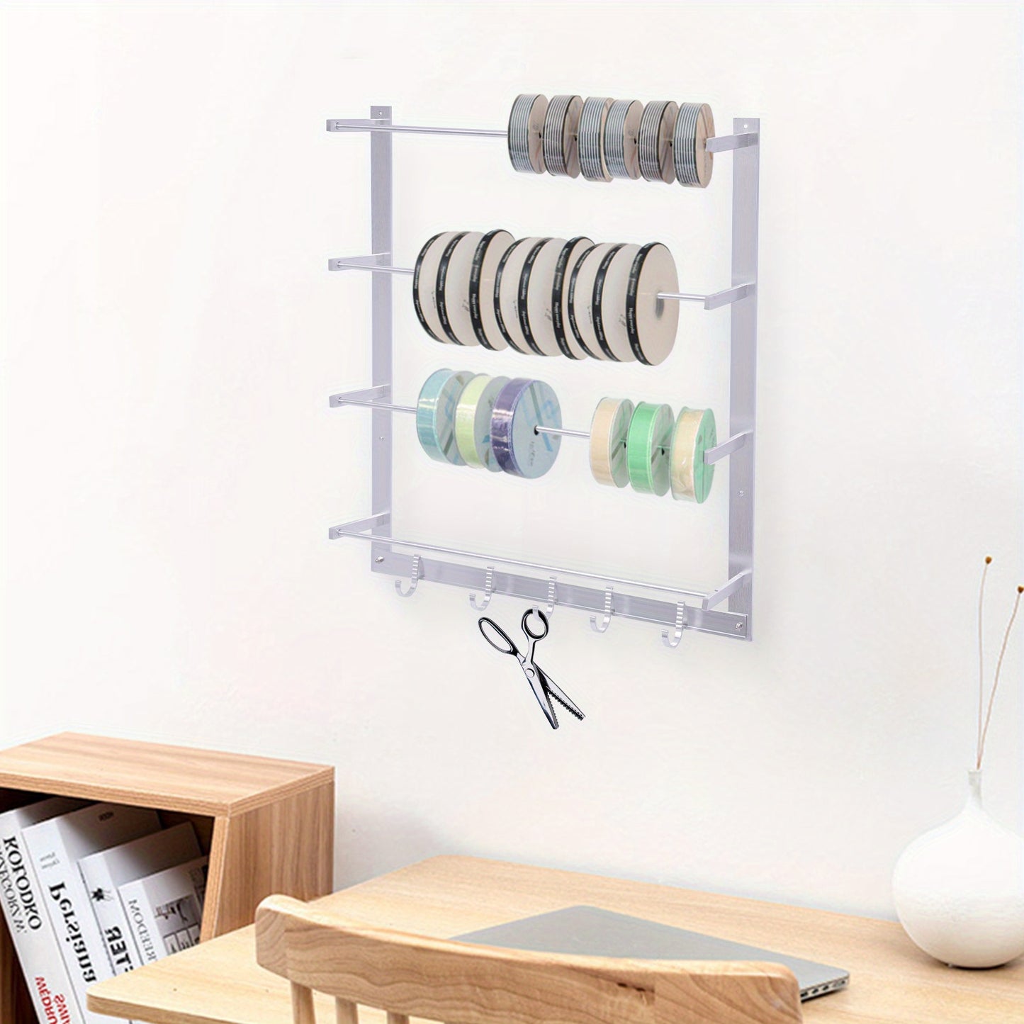 23.62*20.87inch Silvery Wall-Mounted Steel Thread Holder Organizer