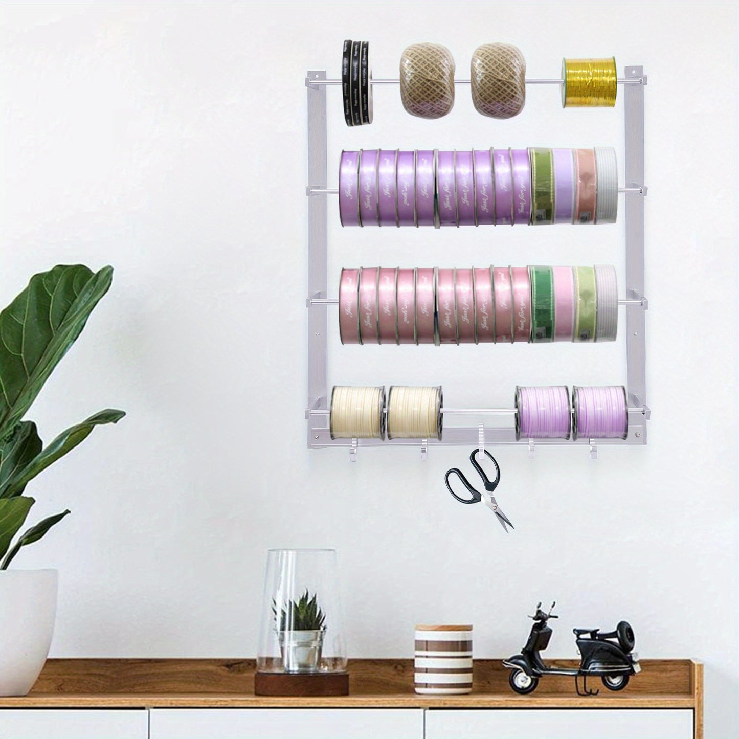 23.62*20.87inch Silvery Wall-Mounted Steel Thread Holder Organizer