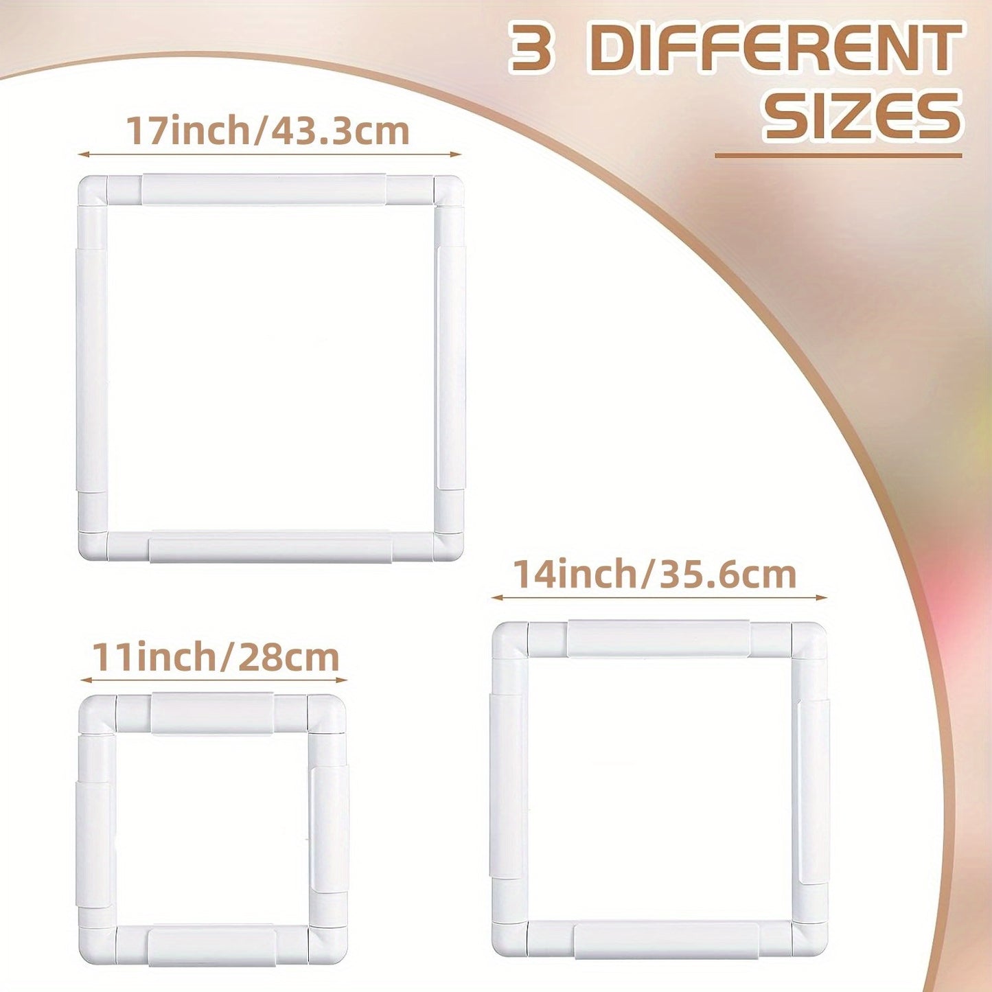 Square Embroidery Hoop 3 Pieces Cross Stitch Hoops 11X11 14X14 17X17 Inch
