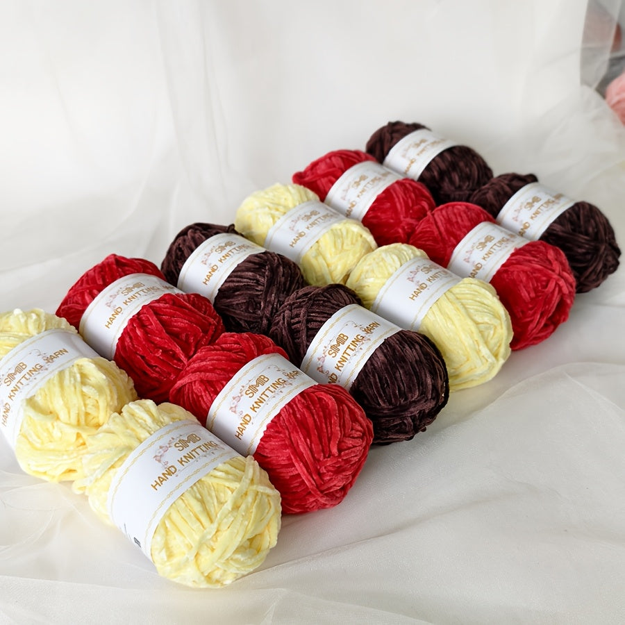 12 Balls Piece Soft Chenille Yarn Blanket Yarn 600g