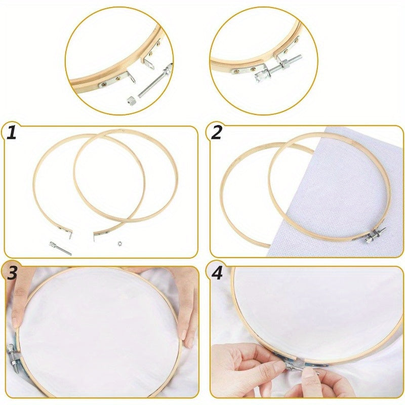 53pcs Cross Stitch Tool Embroidery Starter Kit with Hoops