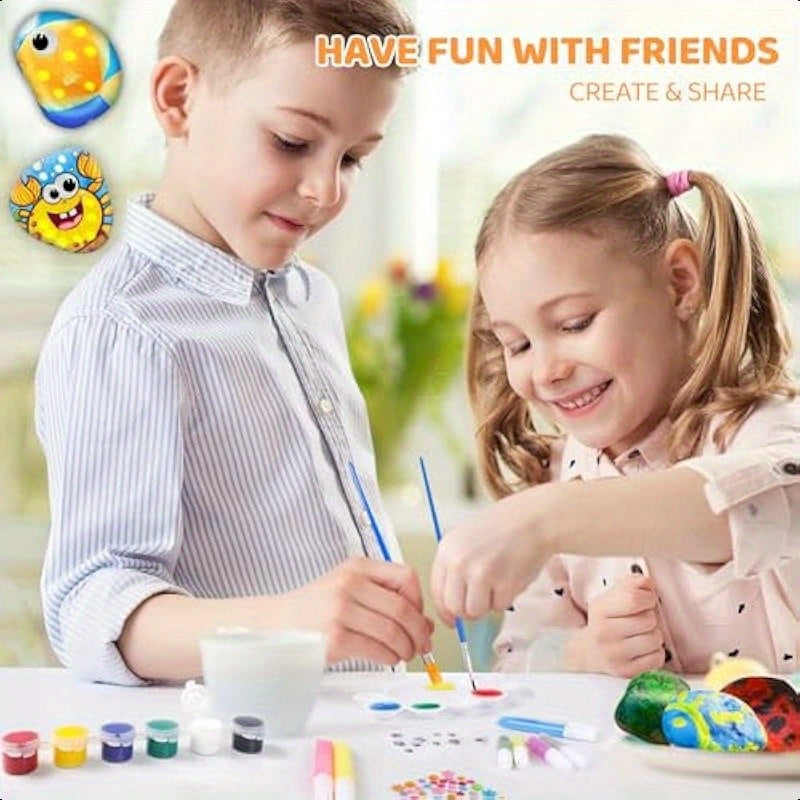 Rock Painting Kit 14 Pebbles for Painting Glow in The Dark