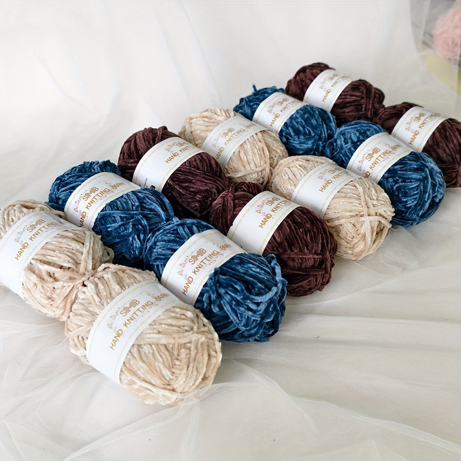 12 Balls Piece Soft Chenille Yarn Blanket Yarn 600g