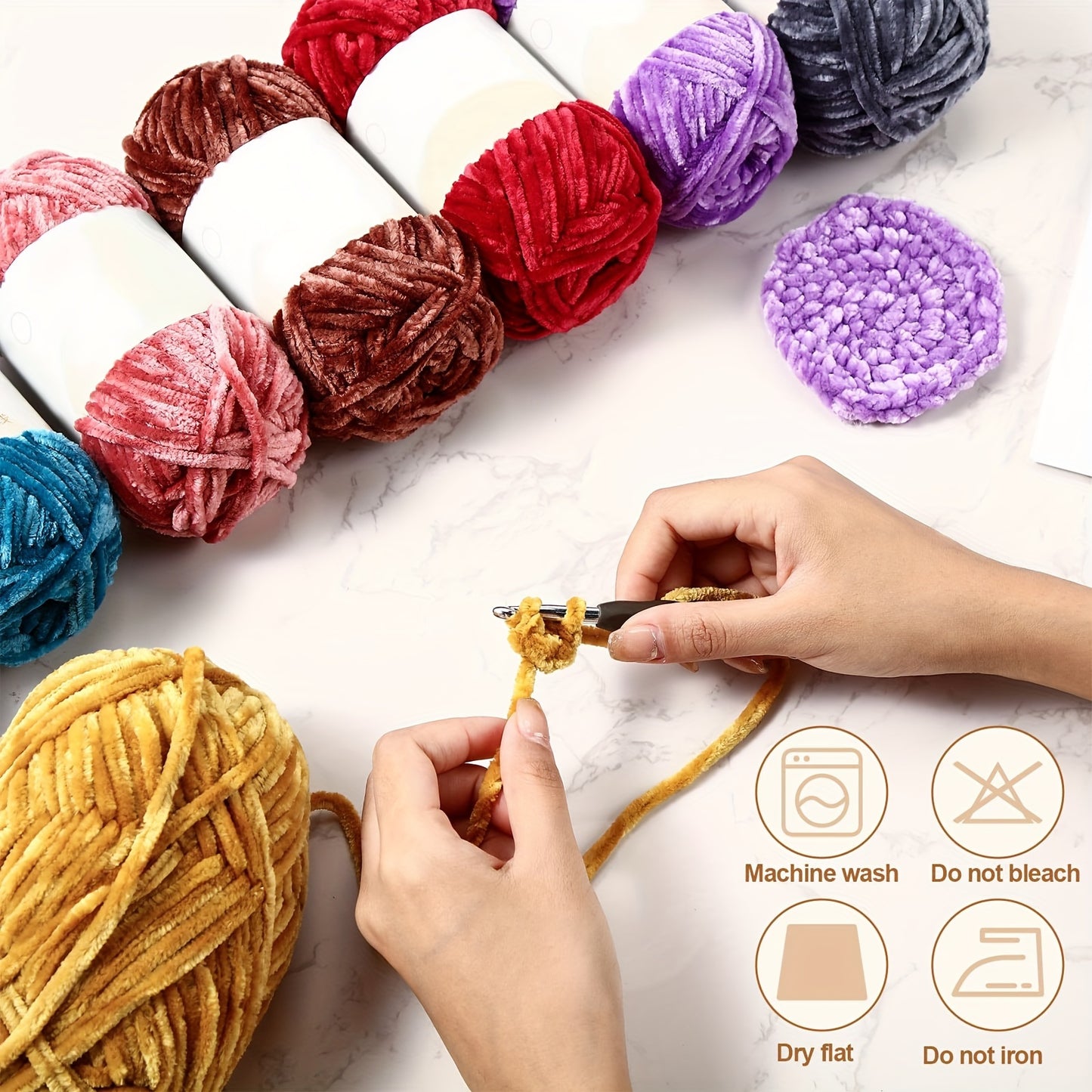 Soft Chenille Yarn Soft Thick 12 Skeins 1116 Yards Plush