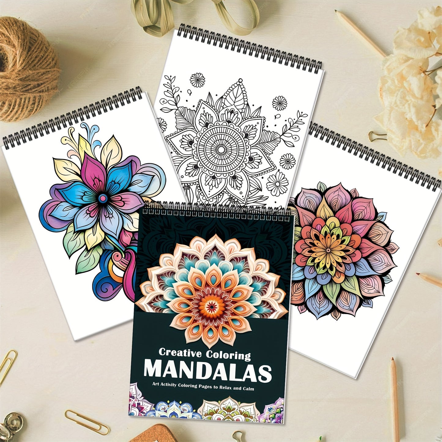 4pcs Mandala Coloring Book Set for Adults & Teens 102 Relax Designs Spiral Bound High-Quality Pages Art Relax Drawing Books for Relaxation, Mindfulness & Creativity