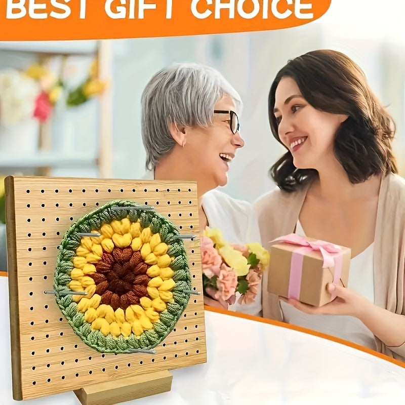 1 Set Of Wooden Crochet Stitching Projects And Yarn Storage