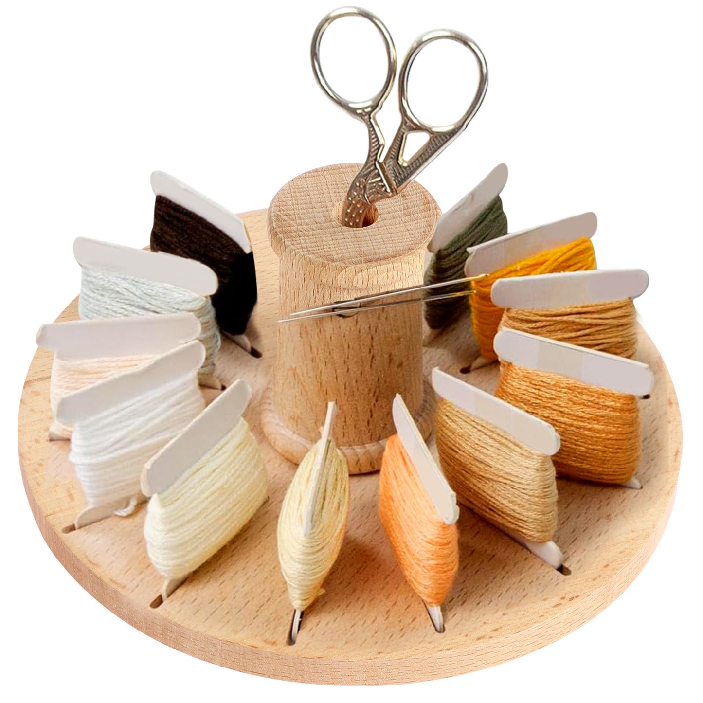 Magnetic Wood Floss Organizer 14-Slot Beech Wood Rack