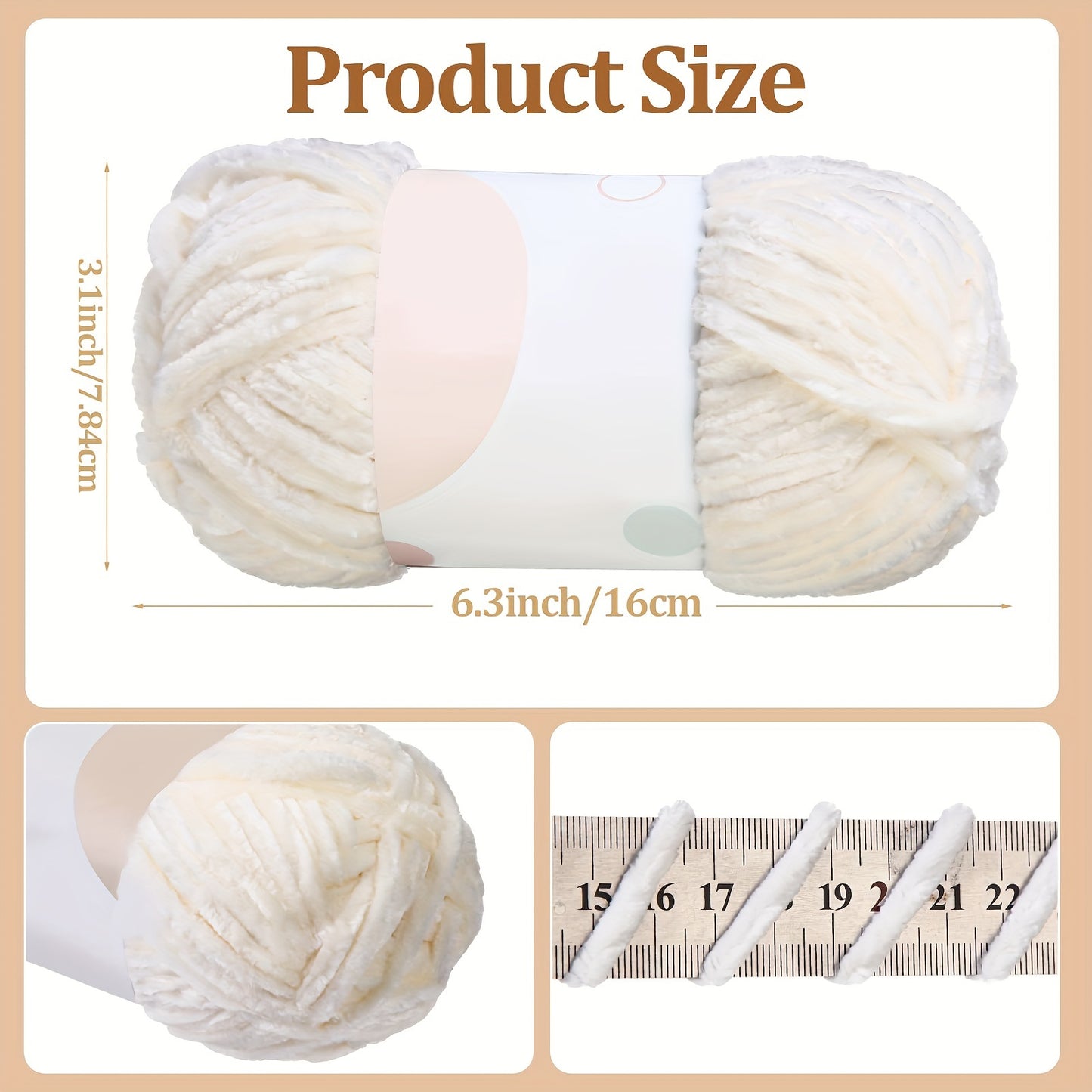 Soft Chenille Yarn Soft Thick 12 Skeins 1116 Yards Plush