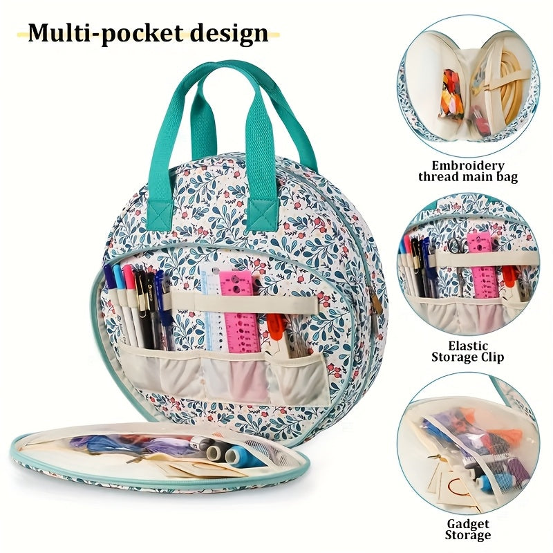 1pc Round Embroidery Tool Storage Bag Denim Craft Organizer