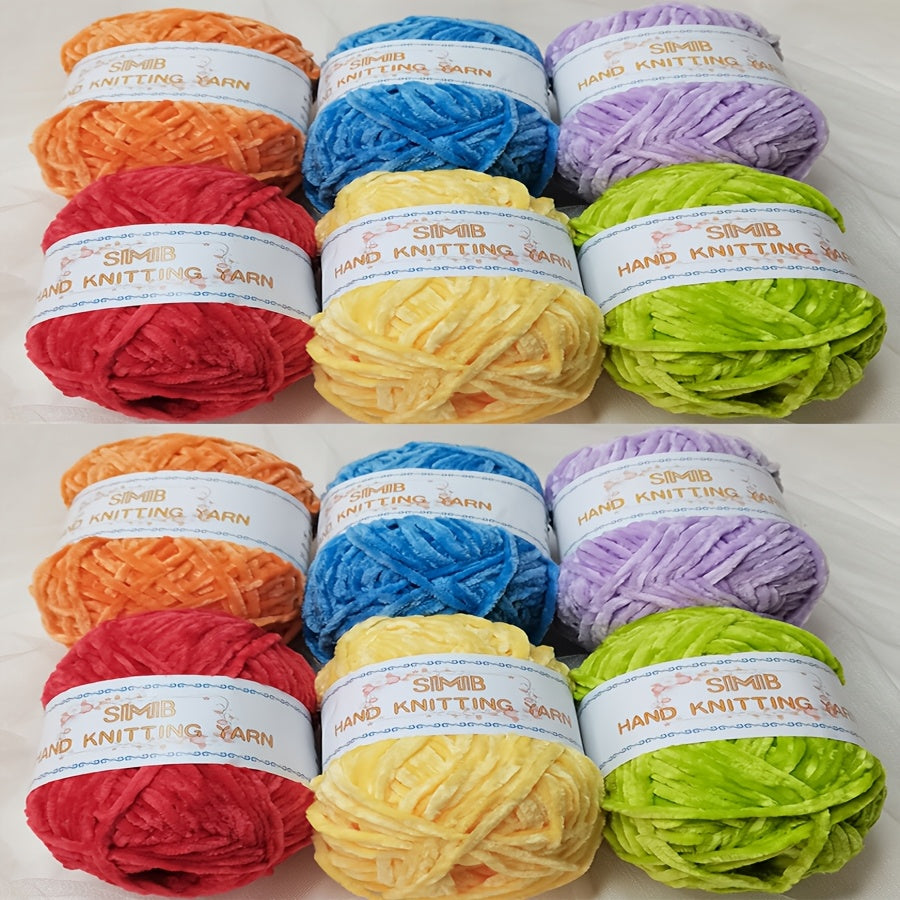 12 Balls Piece Soft Chenille Yarn Blanket Yarn 600g