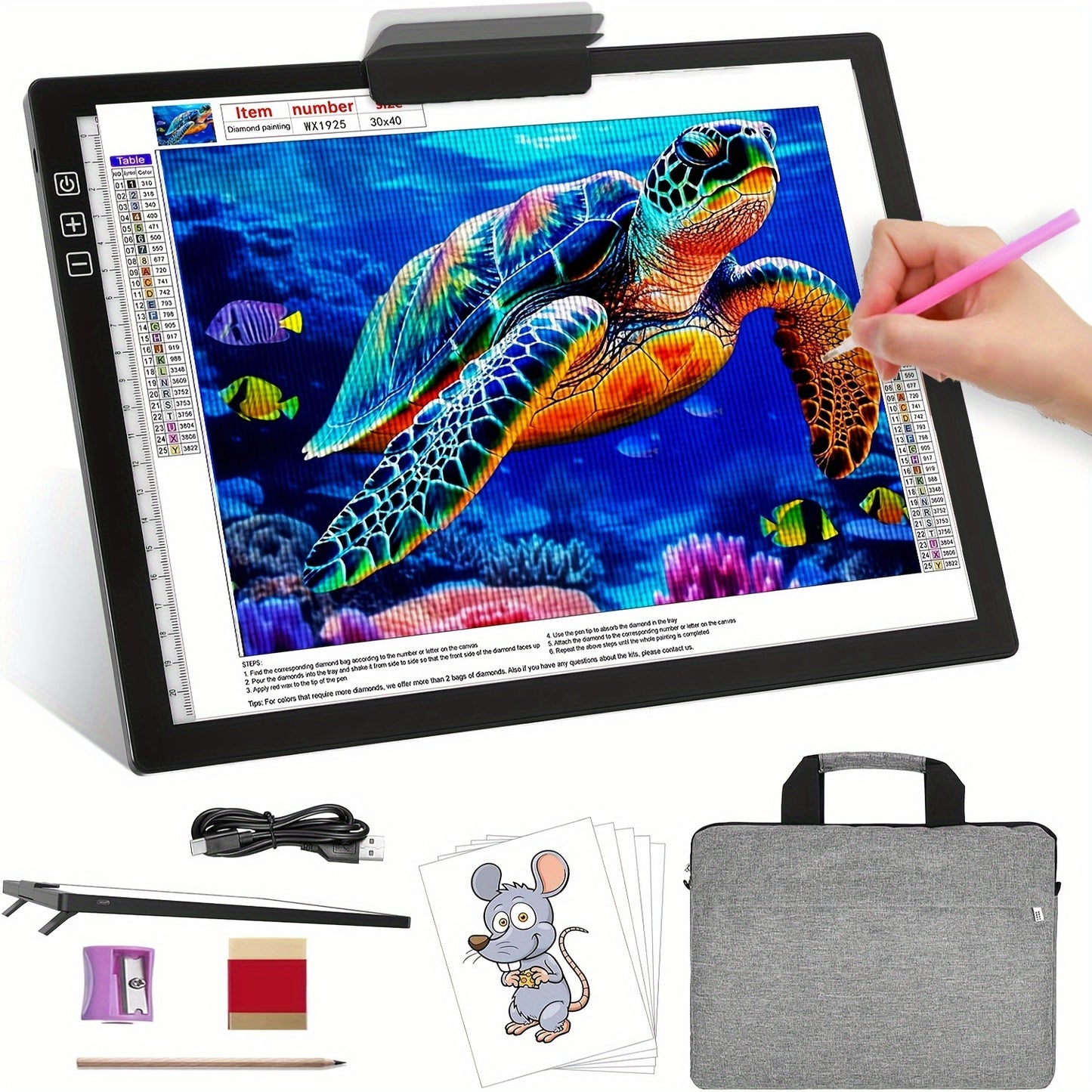 A4 Wireless LED Light Pad with Carry Bag for Art