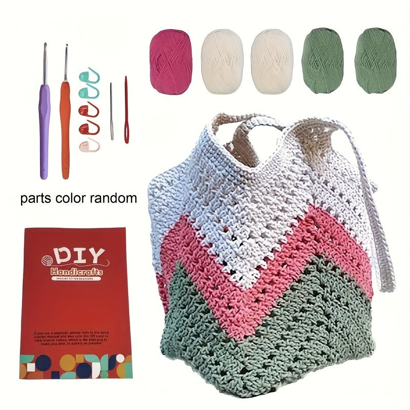 Complete Blue DIY Crochet Set For Adults With Video Guide