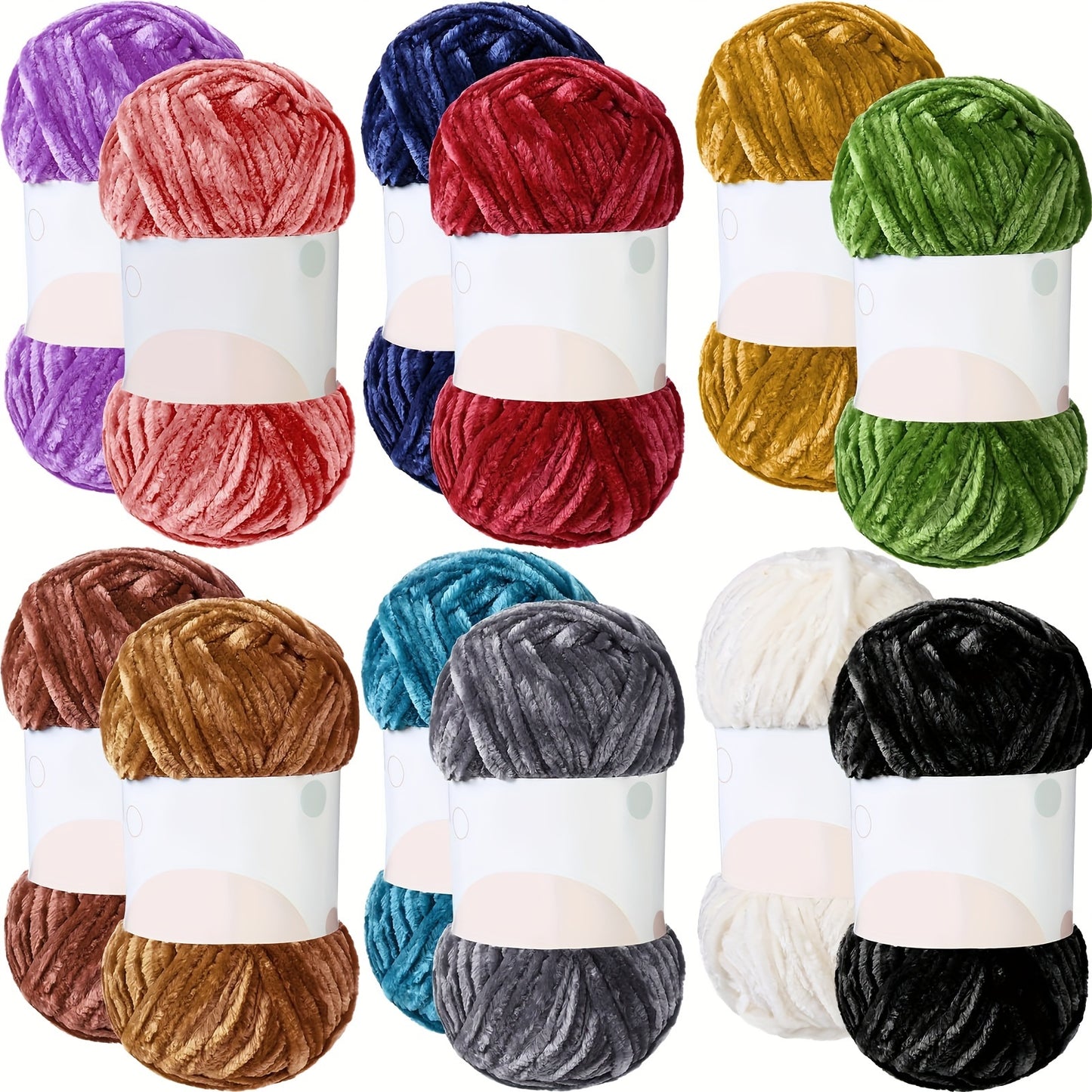Soft Chenille Yarn Soft Thick 12 Skeins 1116 Yards Plush