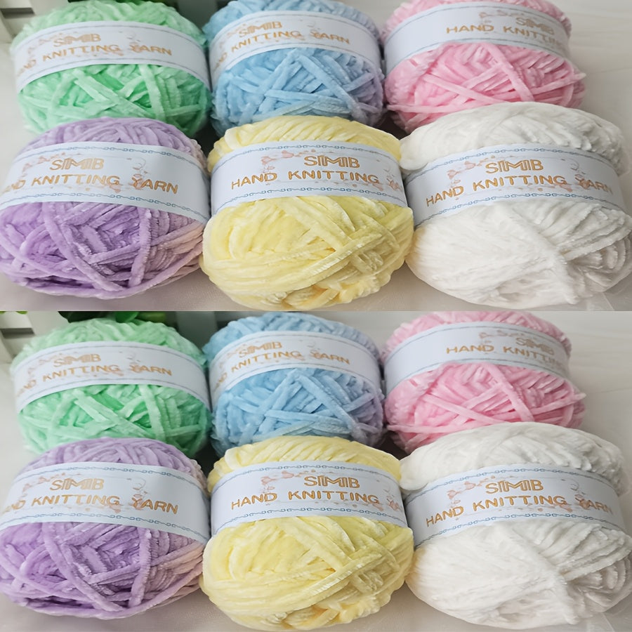 12 Balls Piece Soft Chenille Yarn Blanket Yarn 600g