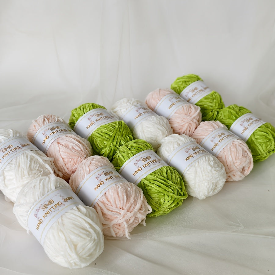 12 Balls Piece Soft Chenille Yarn Blanket Yarn 600g