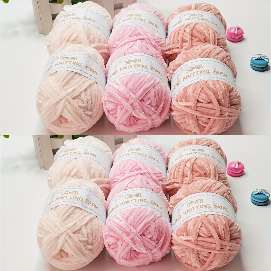 12 Balls Piece Soft Chenille Yarn Blanket Yarn 600g