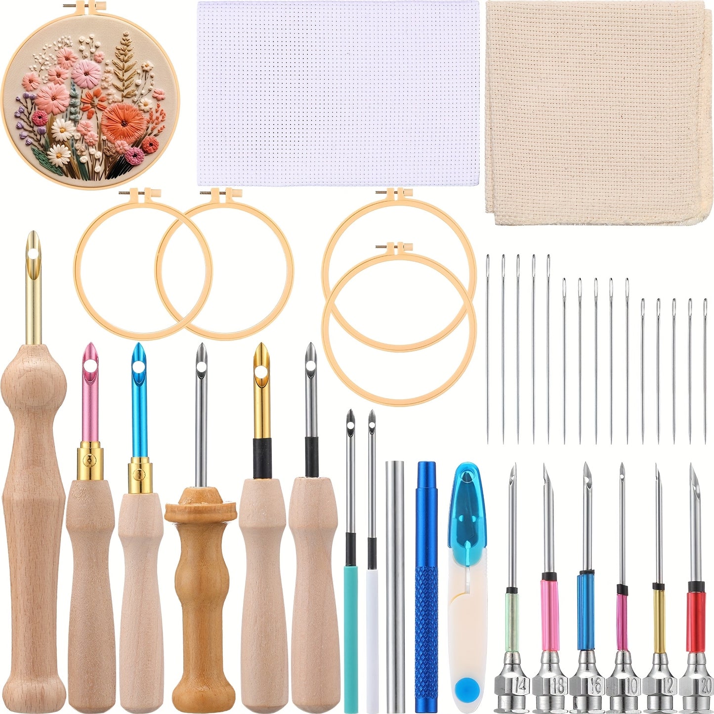 47pcs Punch Needle Kit for Mom Adjustable Embroidery Set