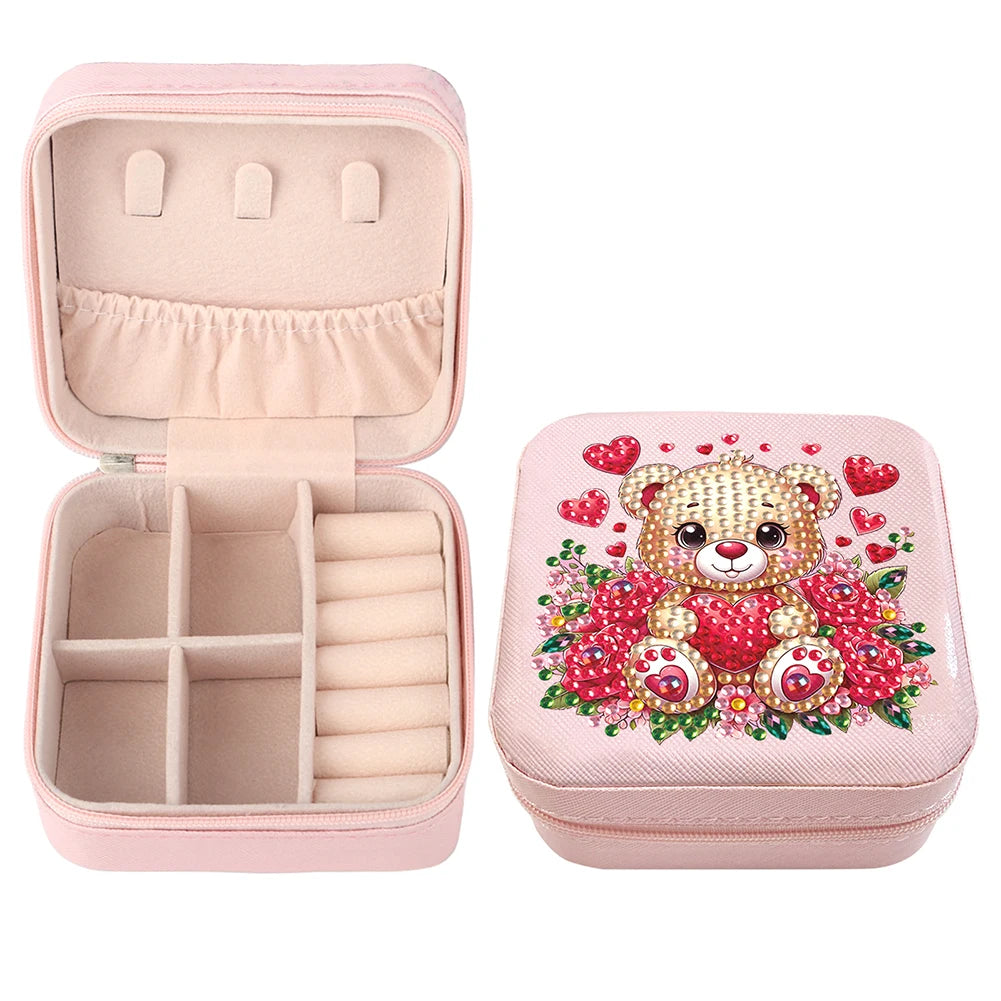 Diamond Painting Jewelry Box Special Shape Little Girl PU Leather Case for Women Girls