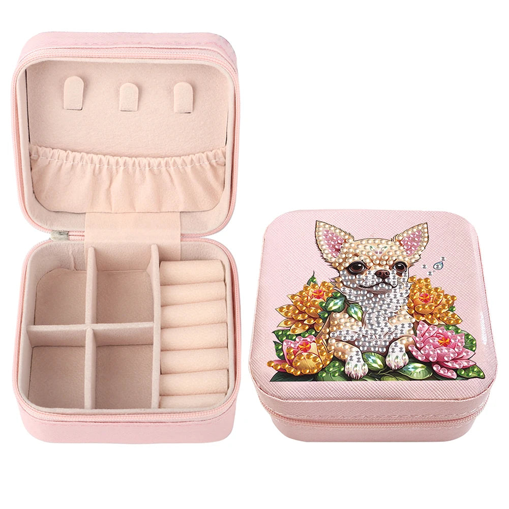 Diamond Painting Jewelry Box Special Shape Little Girl PU Leather Case for Women Girls