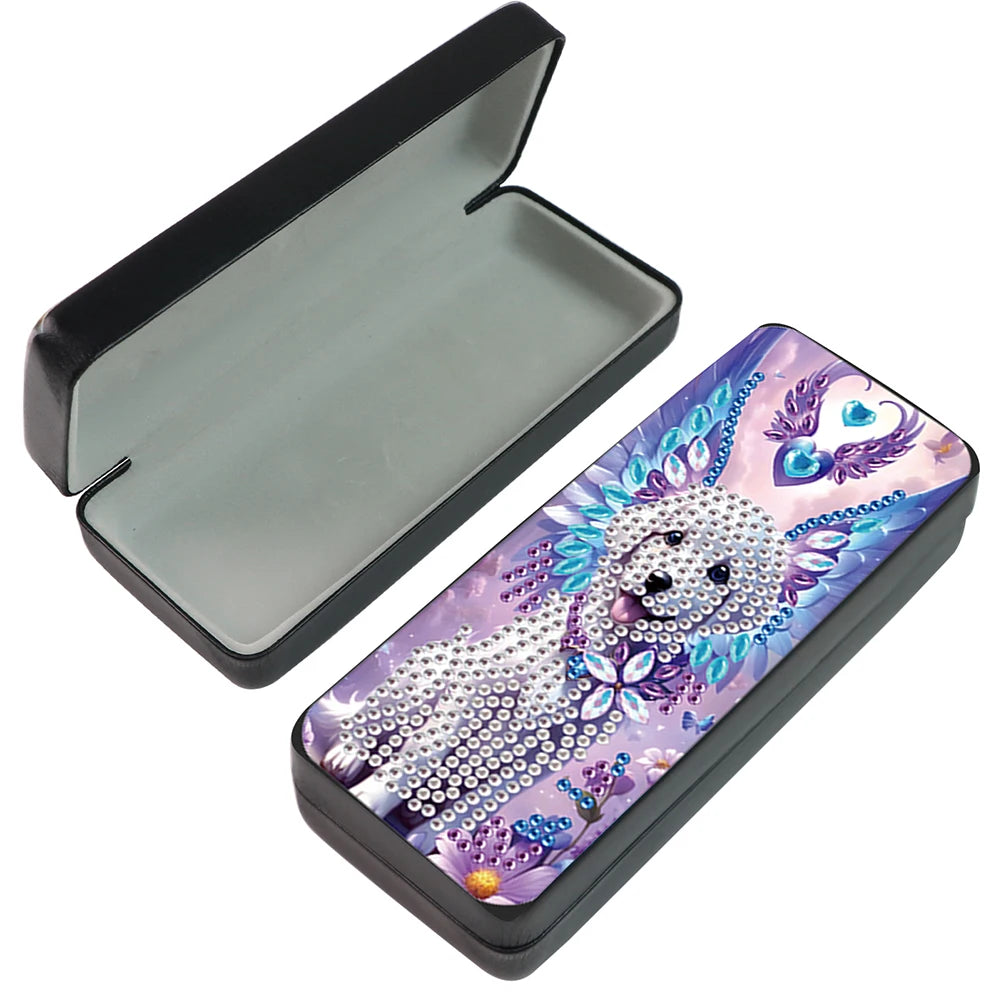 Cute Animals Leather DIY Diamond Sunglasses Storage Box Rhinestones Eyeglass Storage Case for Art Craft