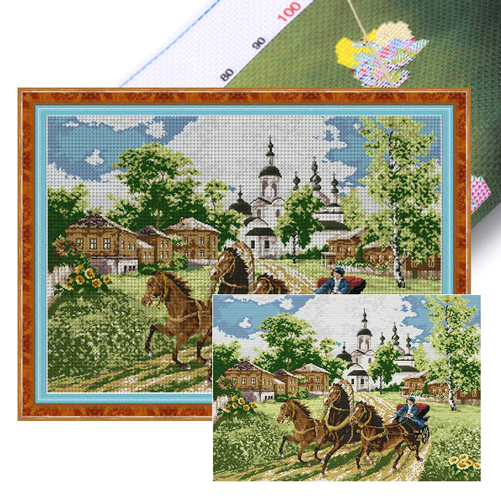 Full Embroidery Eco-Cotton Thread 14CT Cross Stitch Kit