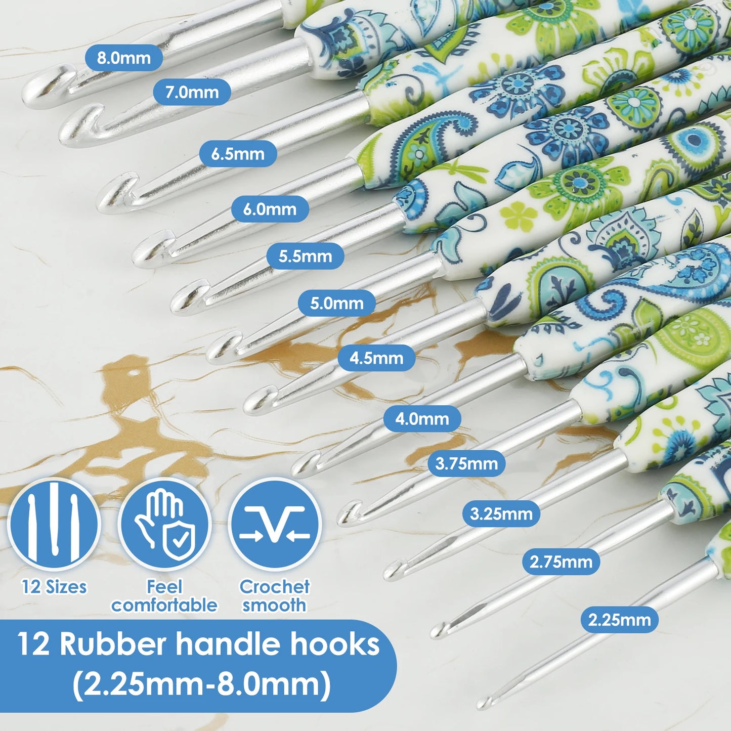 1Set Crochet Hook Set with Storage Bag Cashew Pattern