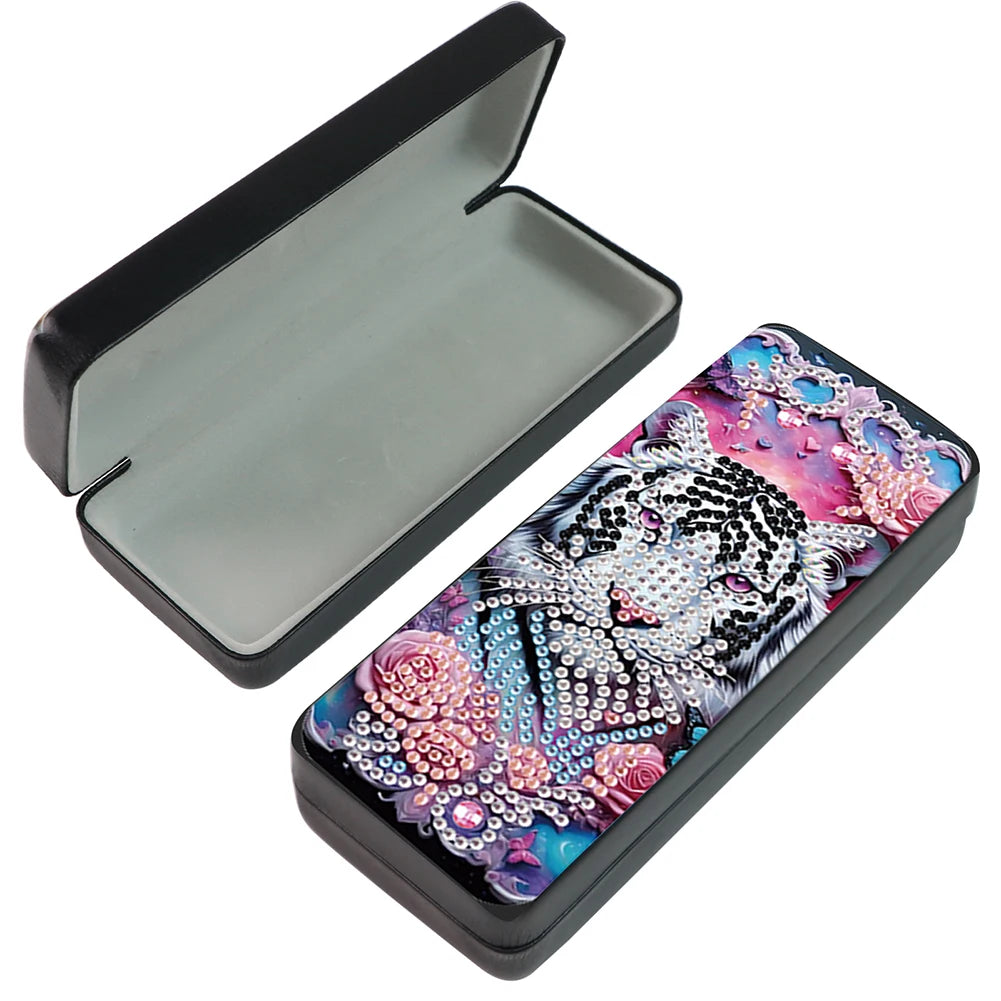Cute Animals Leather DIY Diamond Sunglasses Storage Box Rhinestones Eyeglass Storage Case for Art Craft