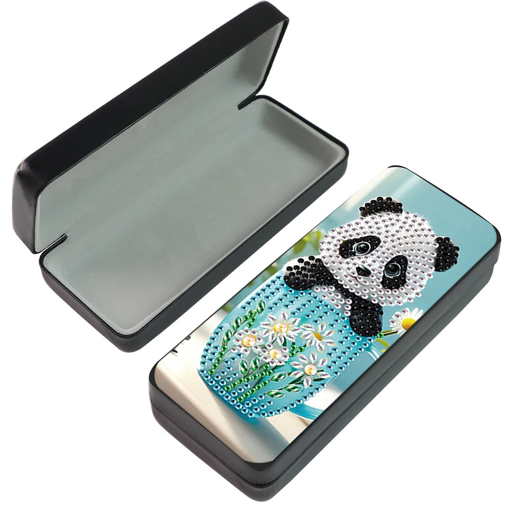 Cute Animals Leather DIY Diamond Sunglasses Storage Box Rhinestones Eyeglass Storage Case for Art Craft