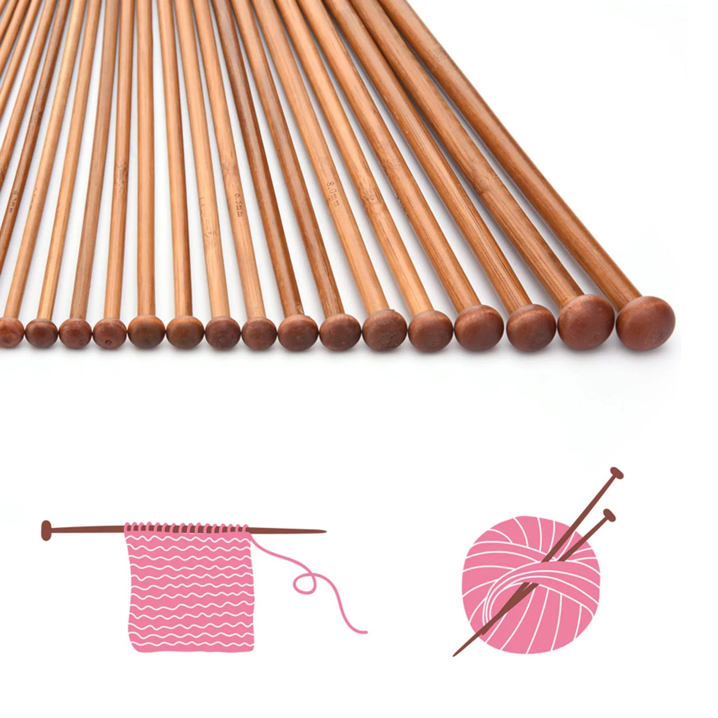 36 PCS Knitting Needles Single Point Carbonized DIY Set