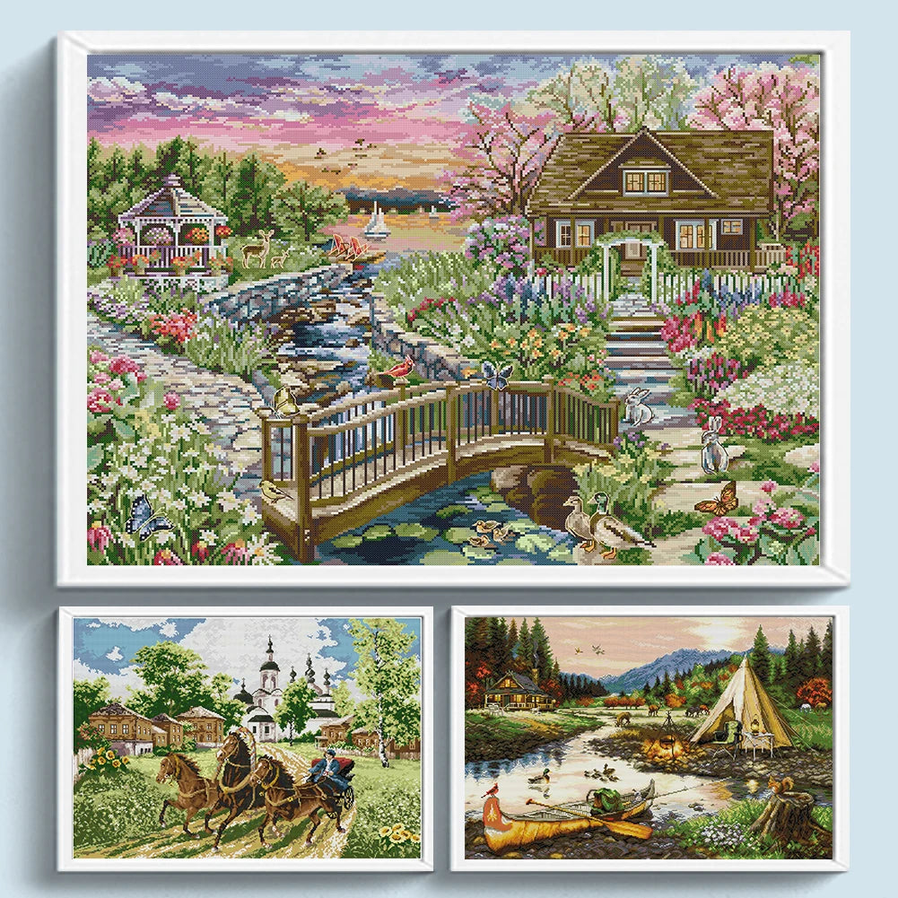 Full Embroidery Eco-Cotton Thread 14CT Cross Stitch Kit