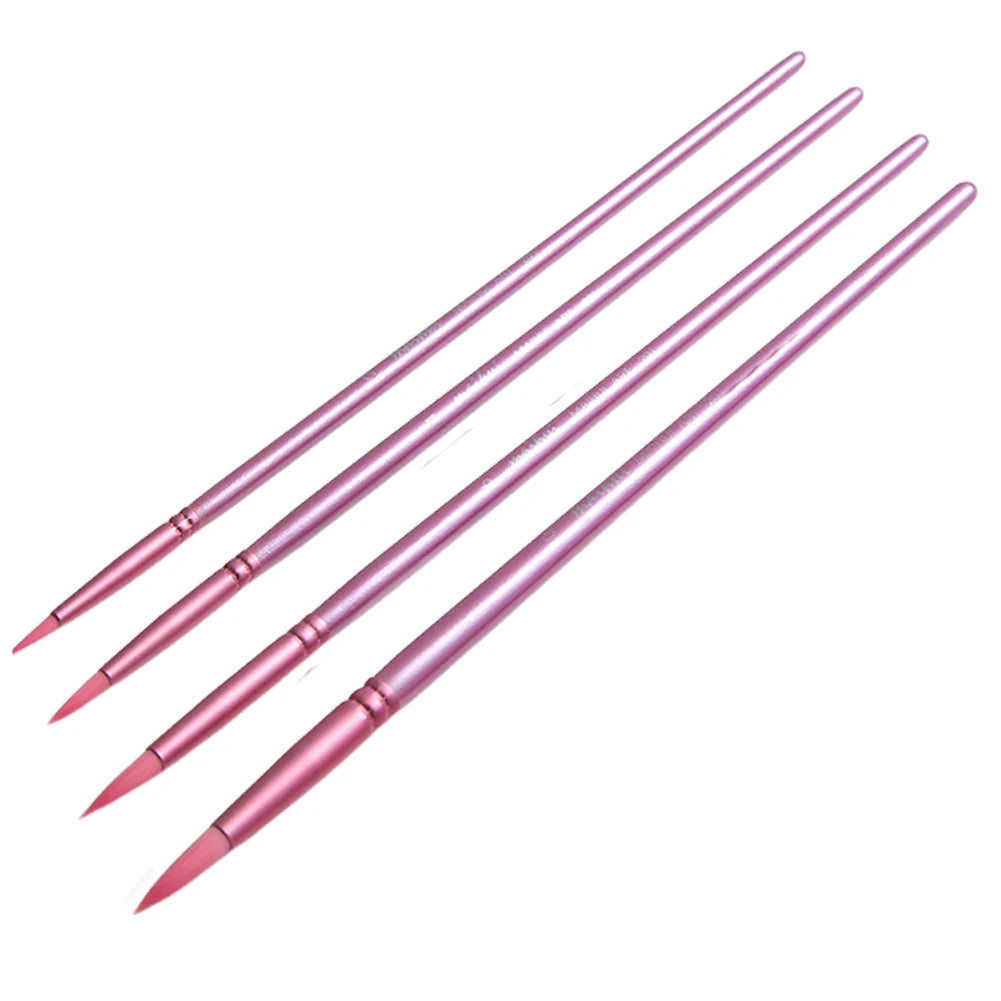 4/6Pcs Watercolor Paint Brushes Wooden Handle Nylon Hair Brushes