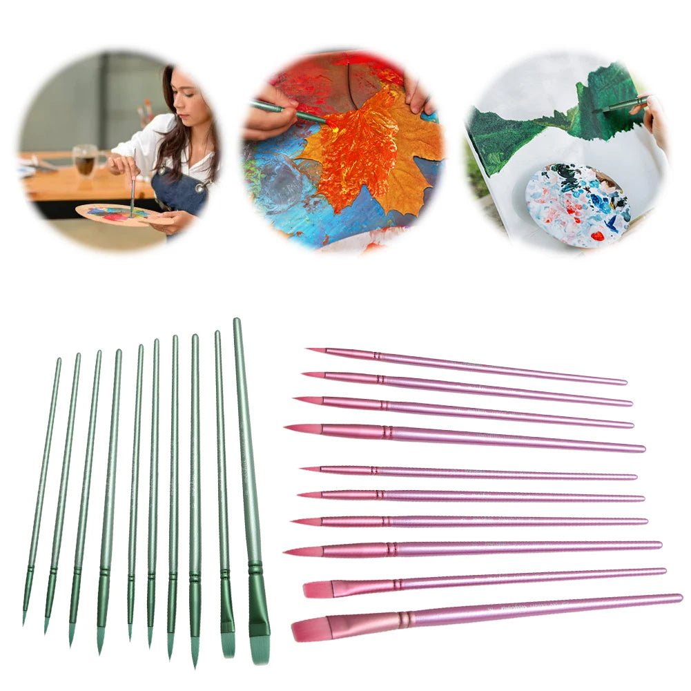 4/6Pcs Watercolor Paint Brushes Wooden Handle Nylon Hair Brushes