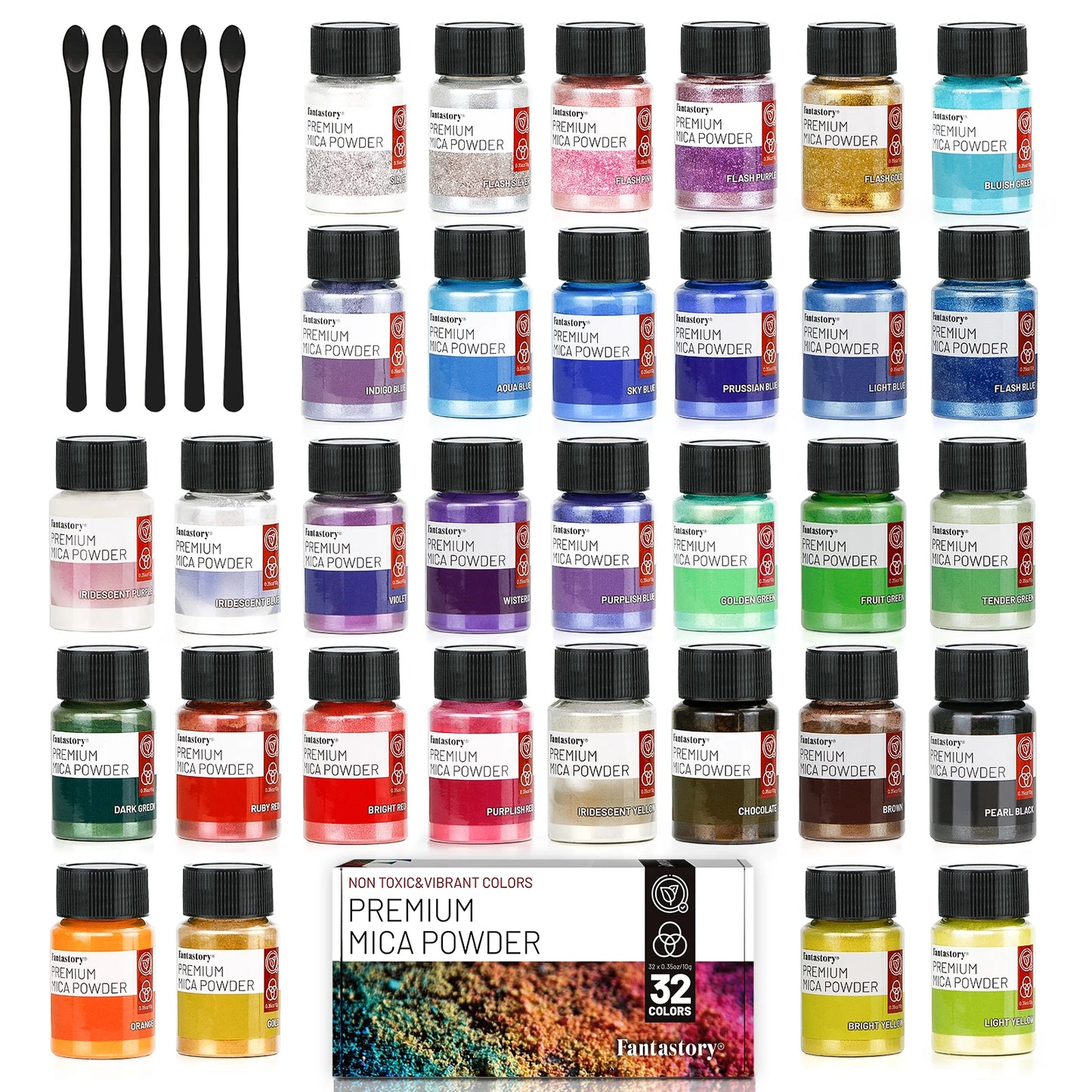 32 Colors Mica Powder Glitter Powder for Crafts and Art