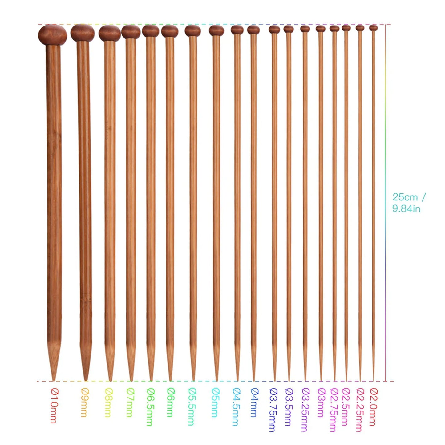 36 PCS Knitting Needles Single Point Carbonized DIY Set