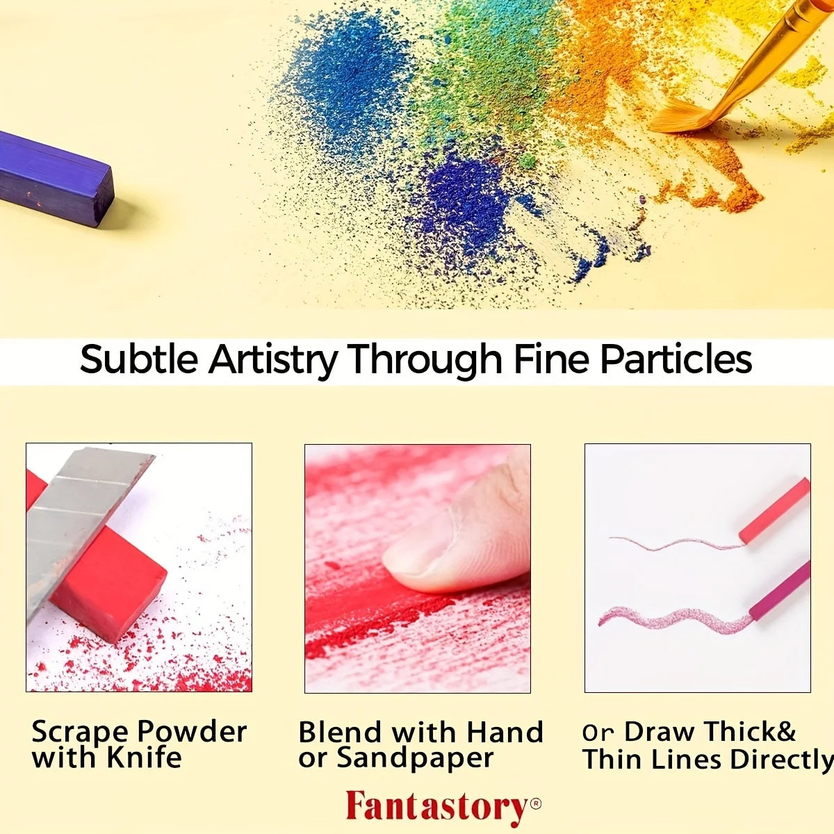 Fantastory 72 Colors Long Soft Chalk Pastels Set for Artists