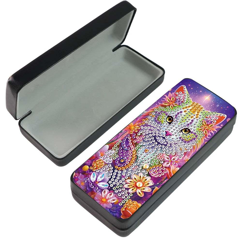 Cute Animals Leather DIY Diamond Sunglasses Storage Box Rhinestones Eyeglass Storage Case for Art Craft