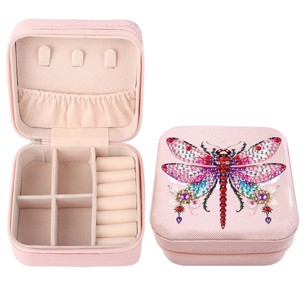 Diamond Painting Jewelry Box Special Shape Little Girl PU Leather Case for Women Girls