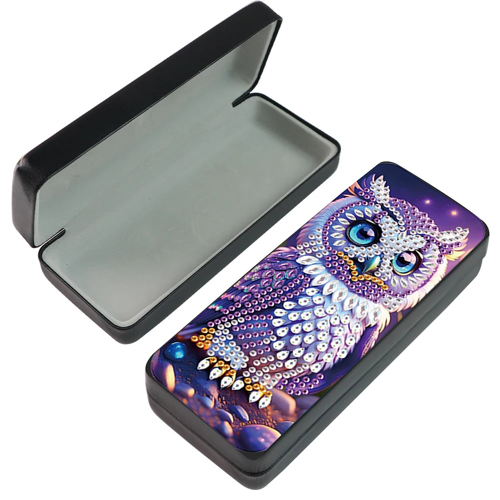 Cute Animals Leather DIY Diamond Sunglasses Storage Box Rhinestones Eyeglass Storage Case for Art Craft
