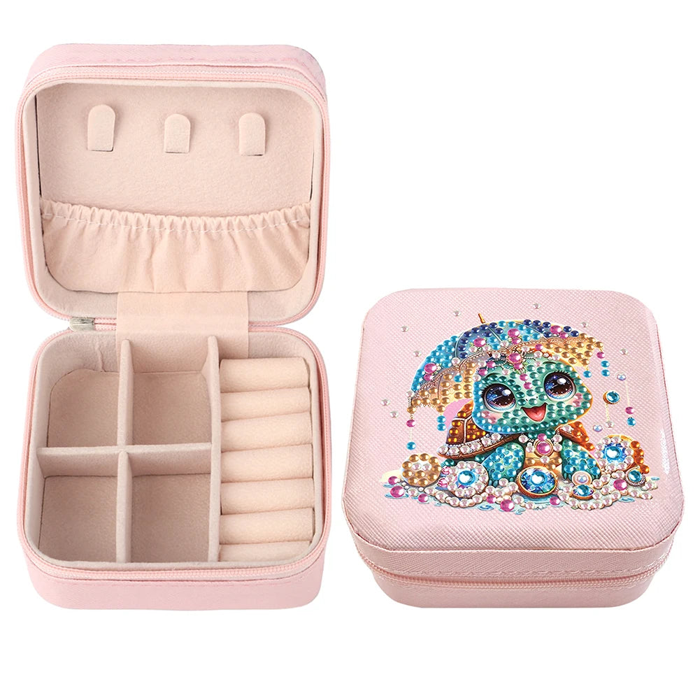 Diamond Painting Jewelry Box Special Shape Little Girl PU Leather Case for Women Girls