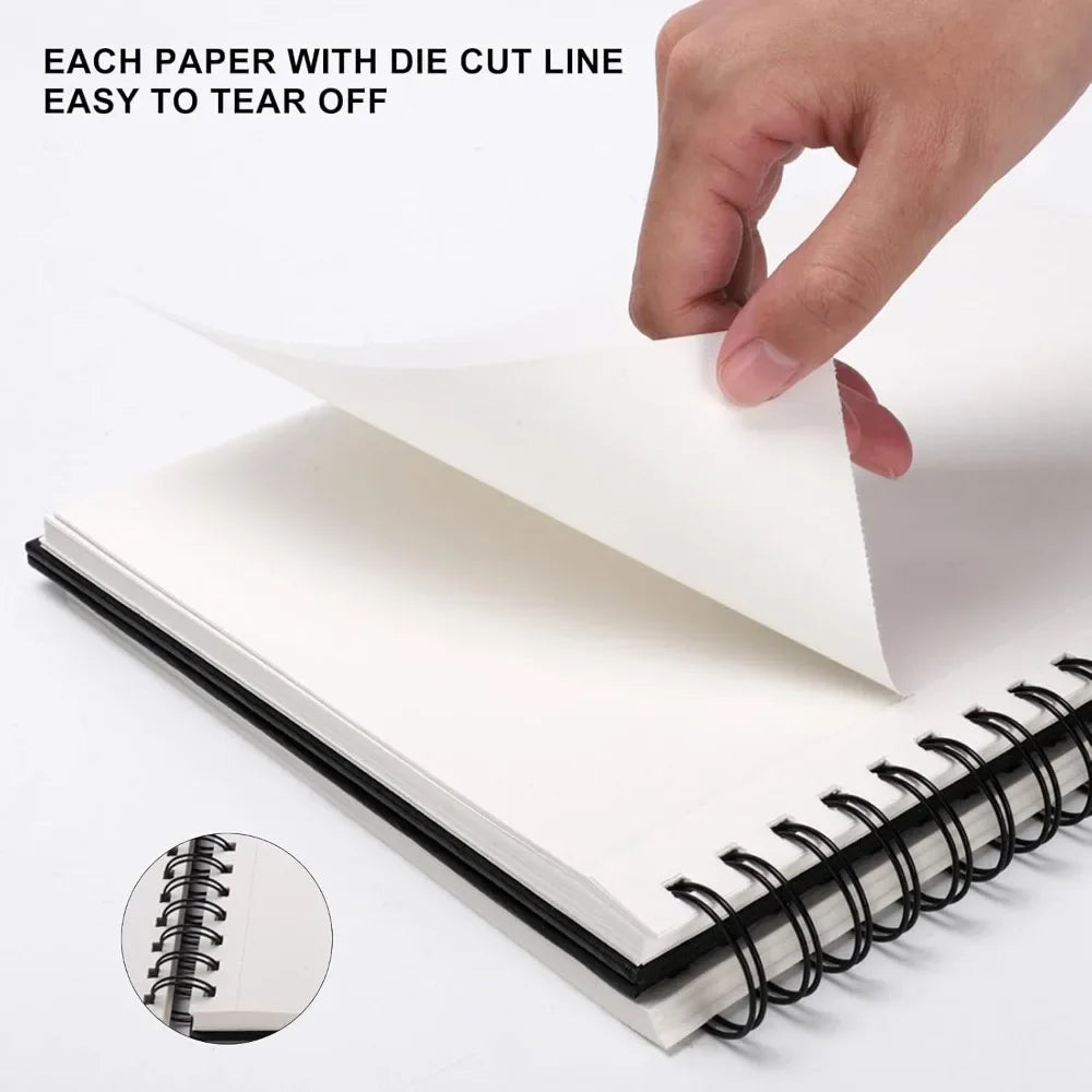 8.5x11 Inch Hardcover Sketchbook Spiral Bound 80 Sheets 90gsm