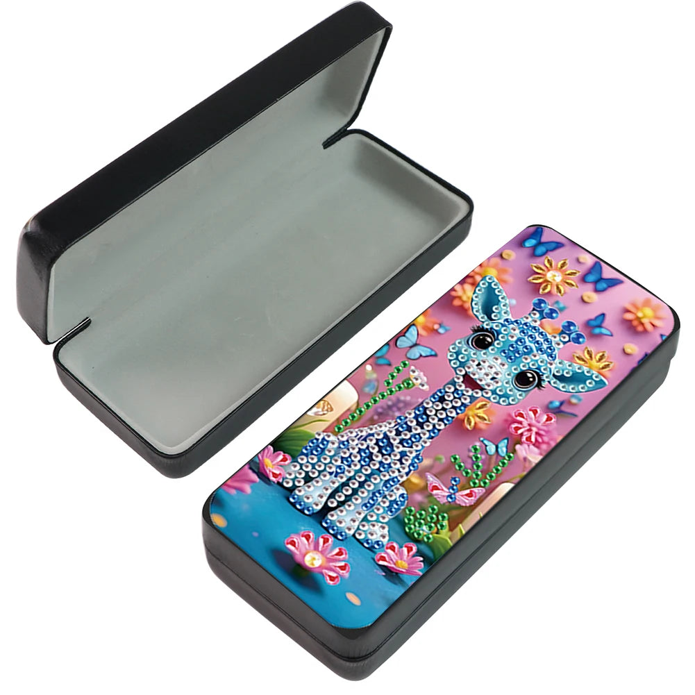 Cute Animals Leather DIY Diamond Sunglasses Storage Box Rhinestones Eyeglass Storage Case for Art Craft