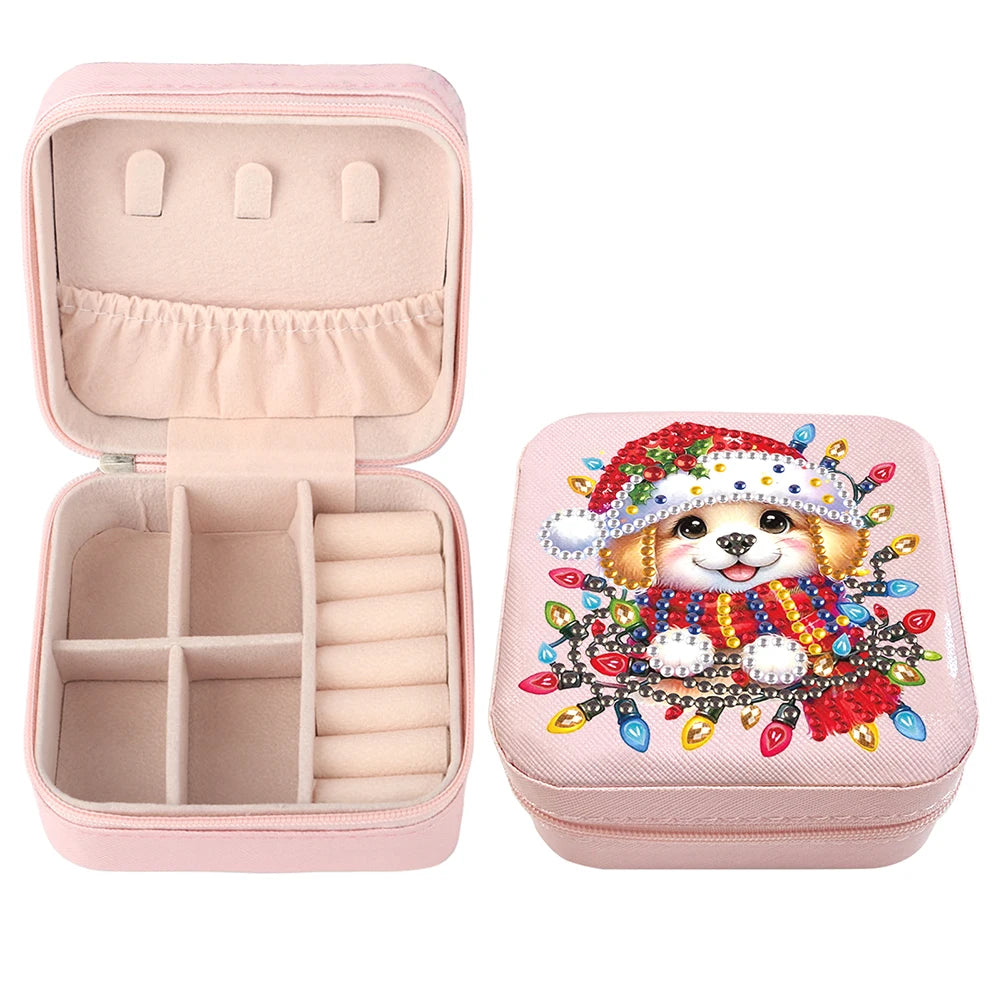 Diamond Painting Jewelry Box Special Shape Little Girl PU Leather Case for Women Girls