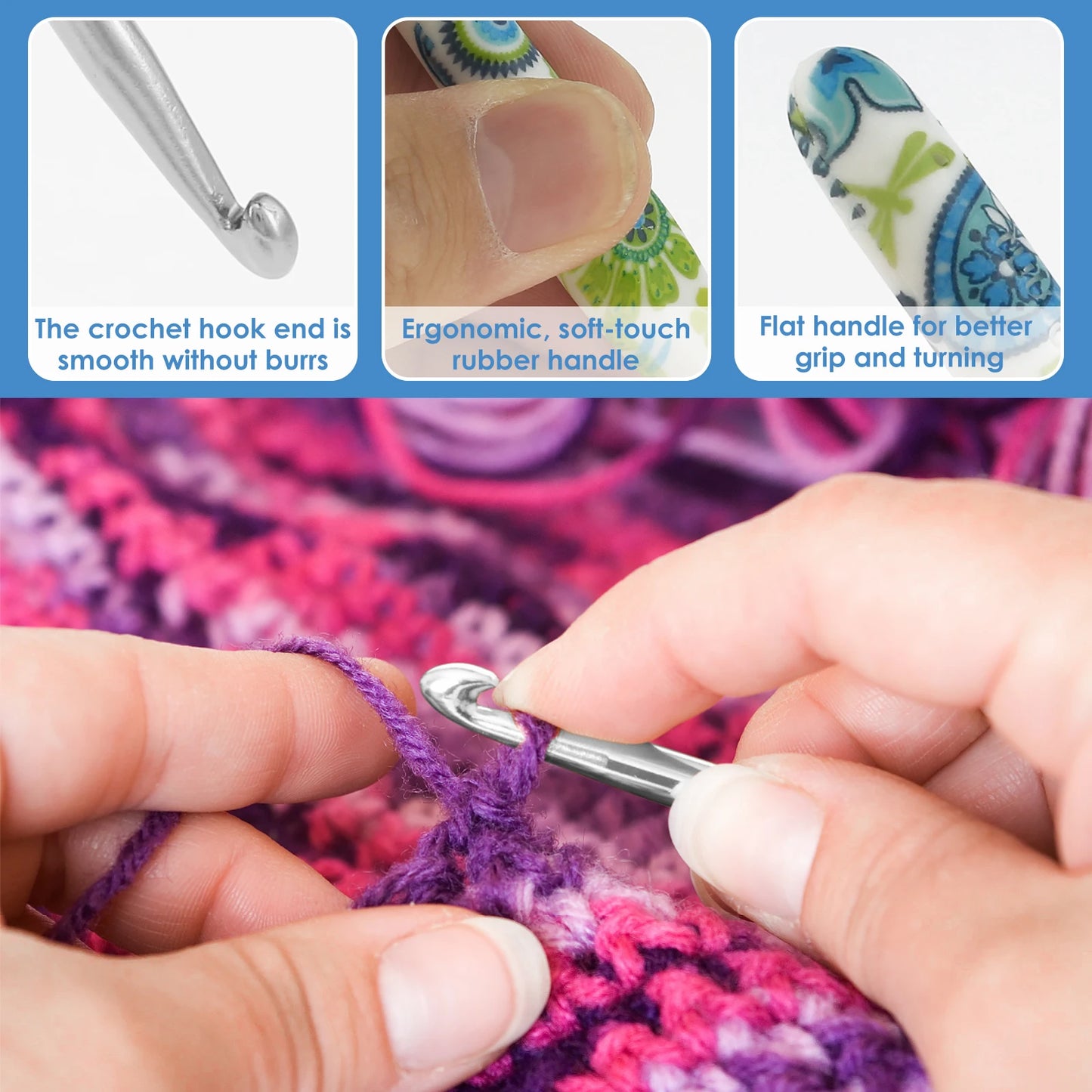 1Set Crochet Hook Set with Storage Bag Cashew Pattern