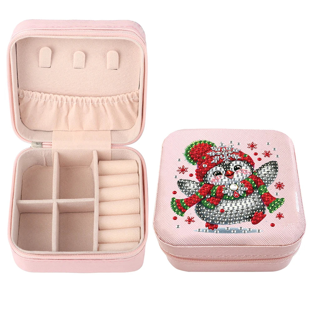 Diamond Painting Jewelry Box Special Shape Little Girl PU Leather Case for Women Girls