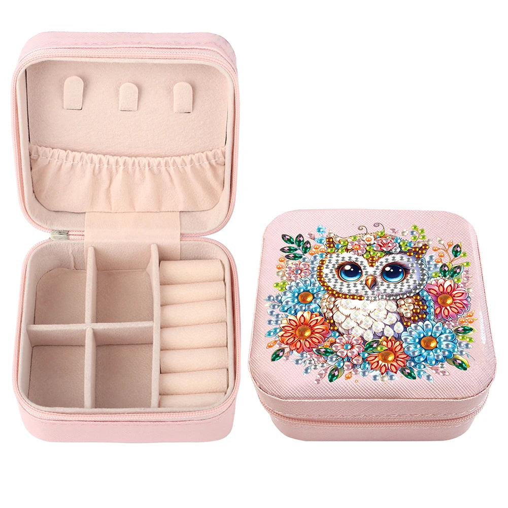 Diamond Painting Jewelry Box Special Shape Little Girl PU Leather Case for Women Girls